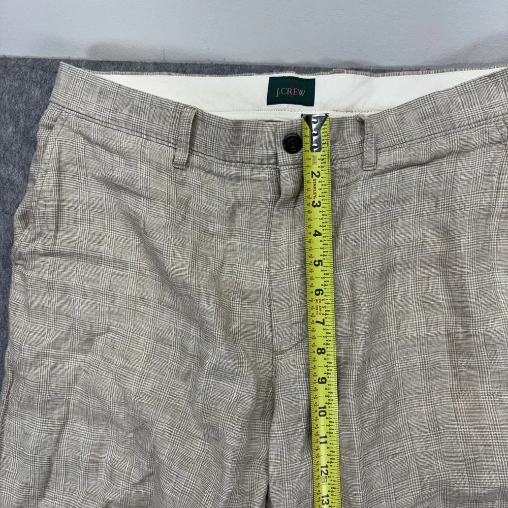 J Crew Oarsman Linen Pants Men's 34x30 Glen Plaid Tan Lightweight